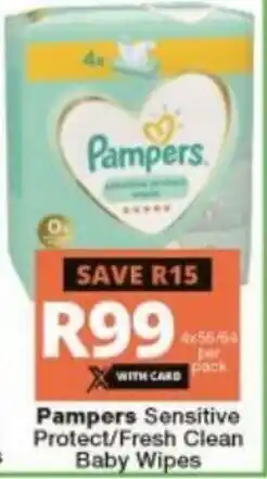 Checkers Liquor Shop Pampers Sensitive Protect/Fresh Clean Baby Wipes offer