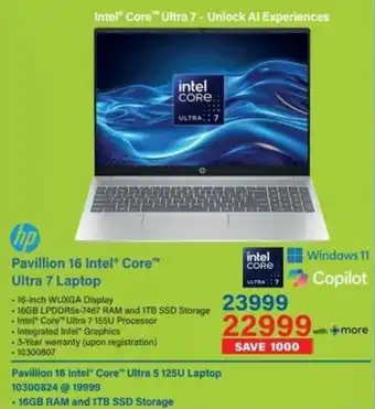 Incredible Connection HP Pavillion 16 Intel Core Ultra 7 Laptop offer