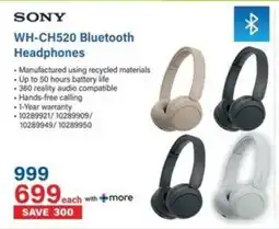 Incredible Connection SONY WH-CH520 Bluetooth Headphones offer