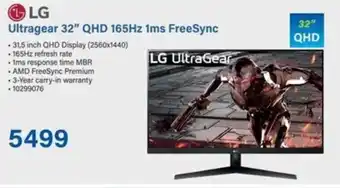 Incredible Connection LG Ultragear 32" QHD 165Hz 1ms FreeSync offer