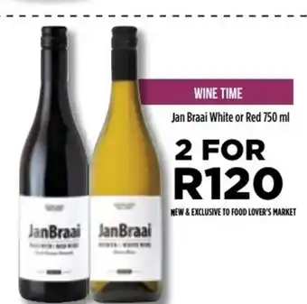 Food Lover's Market Jan Braai White or Red 750ml offer