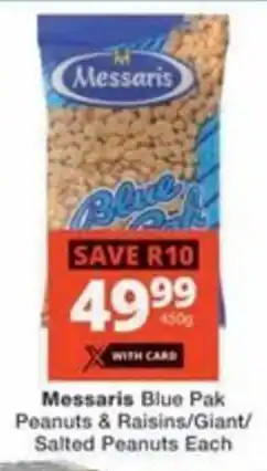 Checkers Hyper Messaris Blue Pak Peanuts & Raisins/Giant/ Salted Peanuts Each offer