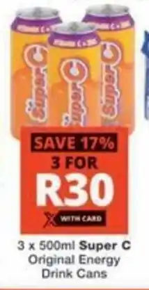 Checkers Hyper Super C Original Energy Drink Cans offer