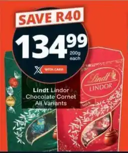 Checkers Hyper Lindt Lindor Chocolate Cornet All Variants offer
