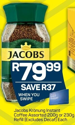 Pick n Pay Jacobs Krönung Instant Coffee Assorted 200g or 230g offer