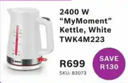 Hirsch's BOSCH 2400 W "MyMoment" Kettle, White TWK4M223 offer