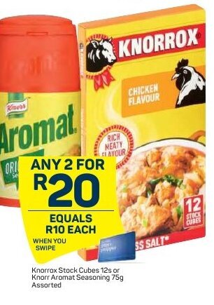 Pick n Pay Knorrox Stock Cubes 12s or Knorr Aromat Seasoning 75g Assorted offer