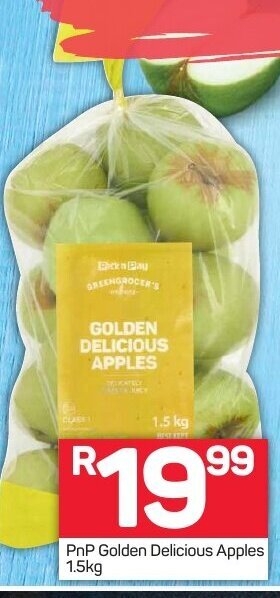 Pick n Pay PnP Golden Delicious Apples 1,5kg offer