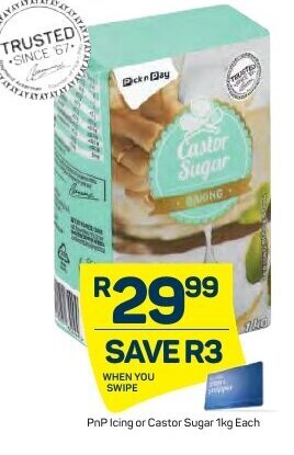 Pick n Pay PnP Icing or Castor Sugar 1kg offer