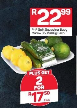Pick n Pay PnP Soft Squash or Baby Marow 350/400g offer