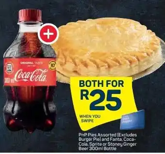 Pick n Pay PnP Pies Assorted and Fanra, Coca-Cola, Sprite or Stoney GInger Beer 300ml Bottle offer