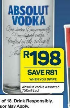 Pick n Pay Absolut vodka offer