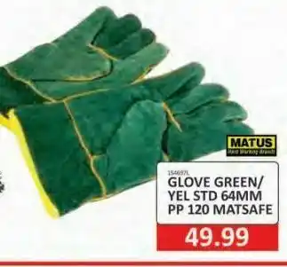 Gloves green/yel std 64mm pp 120 matsafe