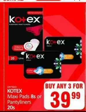 Kotex maxi pads 8s or pantyliners
