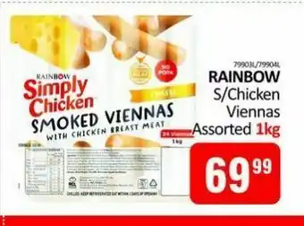 Rainbow s/ chicken viennas assorted