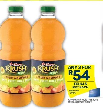 Pick n Pay Clover Krush 100% Fruit Juice Blend Assorted 1,5Litre offer