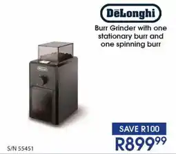 Hirsch's DeLonghi Burr Grinder with one stationary burr and one spinning burr offer