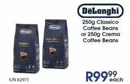 Hirsch's DeLonghi Classico Coffee Beans or Crema Coffee Beans offer