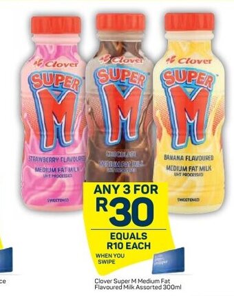 Pick n Pay Clover Super M Medium Fat Flavoured Milk Assorted 300ml offer