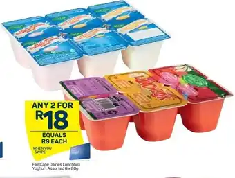 Pick n Pay Fair Cape Daireis Lunchbox Yoghurt Assorted 6x80g offer