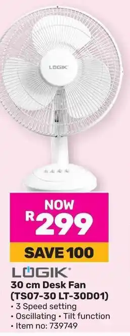 Game LOGIK 30 cm Desk Fan (TS07-30 LT-30D01) offer