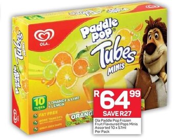 Pick n Pay Ola Paddle Pop Frozen Fruit Flavoured Pops Minis Assorted 10x57ml offer