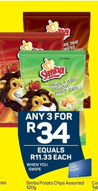 Pick n Pay Simba Potato Chips Assorted 120g offer