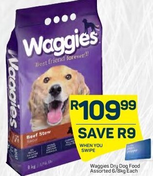 Pick n Pay Waggies Dry Dog Food 6/8kg offer