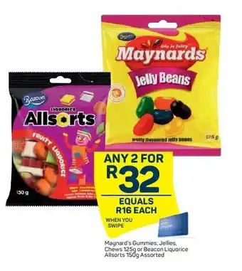 Pick n Pay Maynerd's Gummies, Jellies Chews 125g or Beacon Liquorice Allsorts 150g Assorted offer