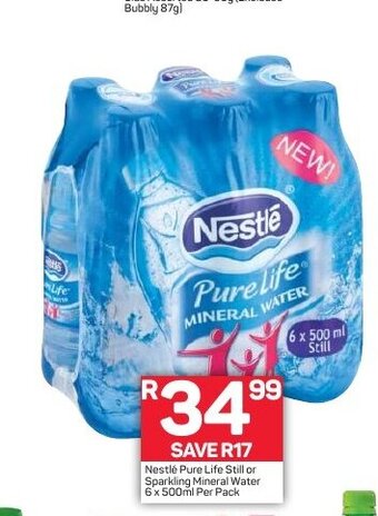 Pick n Pay Nestlé Pure Life Still or Sparkling Mineral Water 6x500ml offer