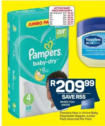 Pick n Pay Pampers New or Active Baby Disposable Nappies Jumbo Pack offer