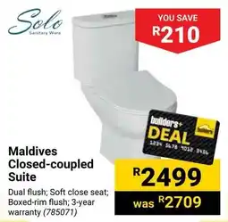 Builders Warehouse Maldives Closed-coupled Suite offer