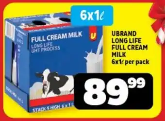 Usave Ubrand long life full cream milk offer