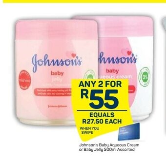 Pick n Pay Johnson's Baby Aqueous Cream or Baby Jelly 500ml Assorted offer