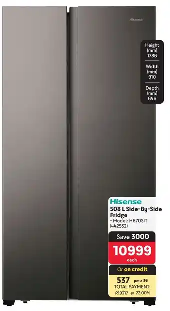 Makro Hisense Side-By-Side Fridge offer