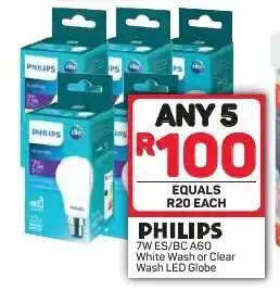 Pick n Pay 7W ES/BC A60 White Wash or Clear Wash LED Globe offer