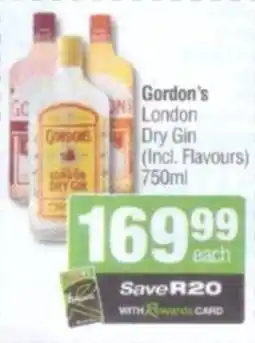 Spar Savemor Gordon's London Dry Gin (Incl. Flavours) offer