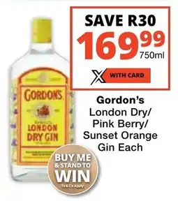 Liquor Shop Gordon's London Dry/ Pink Berry/ Sunset Orange Gin Each offer