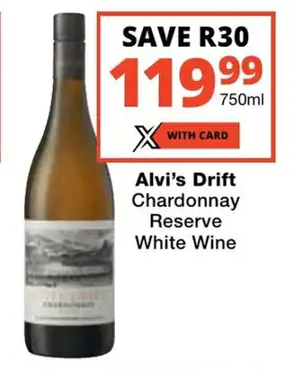 Liquor Shop Alvi's Drift Chardonnay Reserve White Wine offer