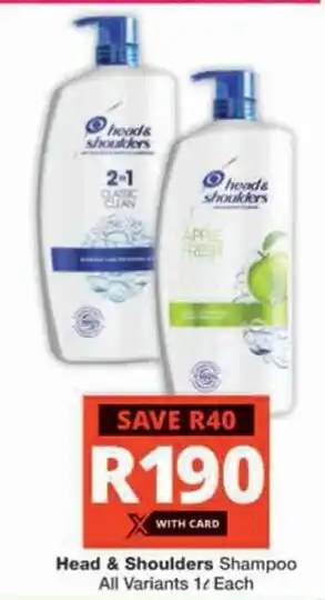 Checkers Hyper Head & Shoulders Shampoo All Variants offer