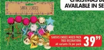 Shoprite Santa's choice mixed pack tree decorations all variants offer