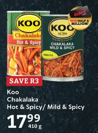 Oxford Freshmarket Koo Chakalaka Hot & Spicy/Mild & Spicy offer