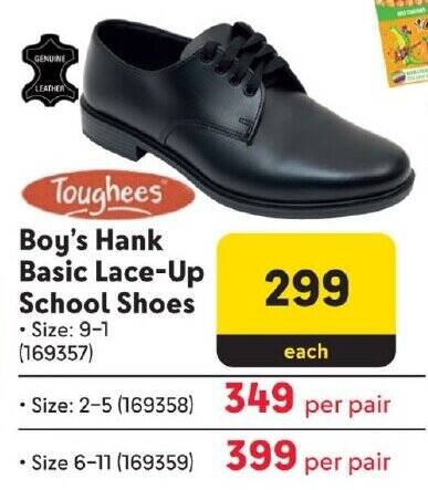 Toughees Boy's Hank Basic Lace-Up School Shoes offer at Makro