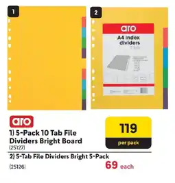 Makro Aro 5-Pack 10 Tab File Dividers Bright Board offer