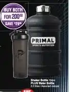 Dis-Chem Primal Shaker Bottle 750ml Plus Water Bottle 2.2L Assorted Colours-Both For offer