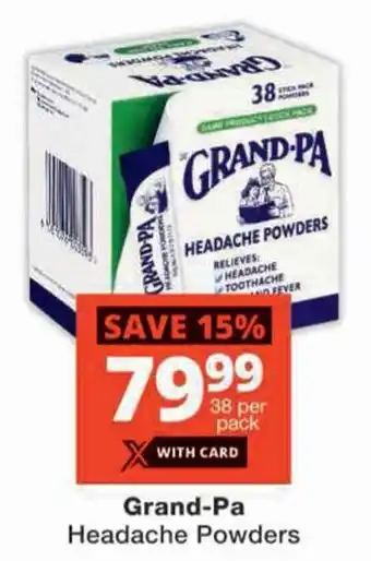 Checkers Grand-Pa Headache Powders offer