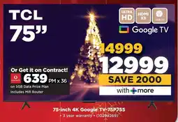 HiFi Corp TCL 75-inch 4K Google TV-75P755 offer