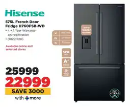 HiFi Corp Hisense French Door Fridge H760FSB-WD offer