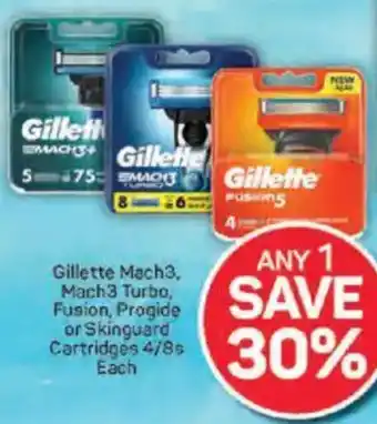 Pick n Pay Gillette Mach3, Mach3 Turbo, Fusion, Progide or Skinguard Cartridges offer