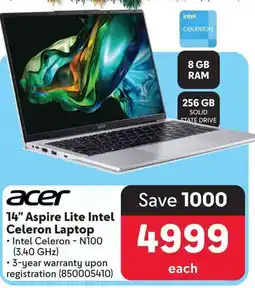 Makro Acer 14" Aspire Lite Intel Celeron Laptop offer